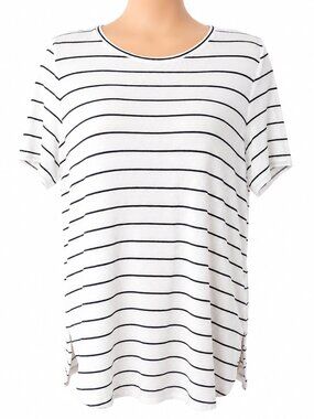ANN TAYLOR Short Sleeve Striped Knit Top